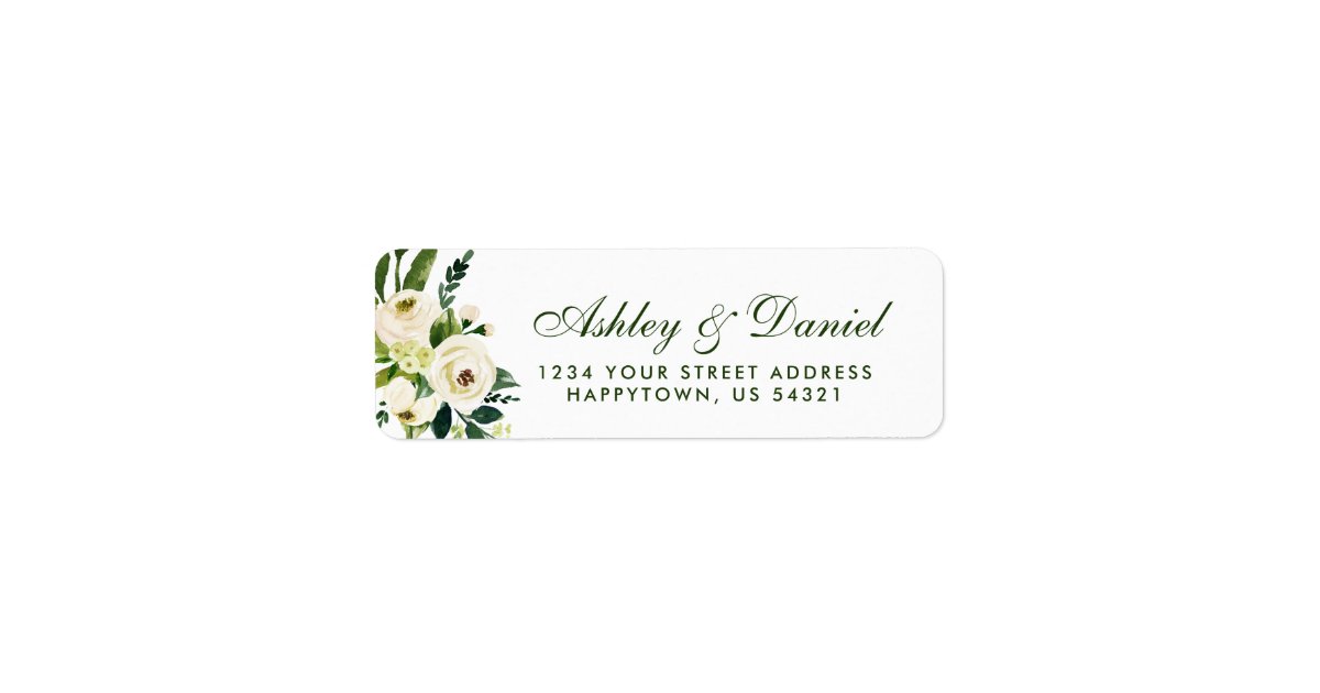 Watercolor Floral Green Wedding Return Address Label | Zazzle