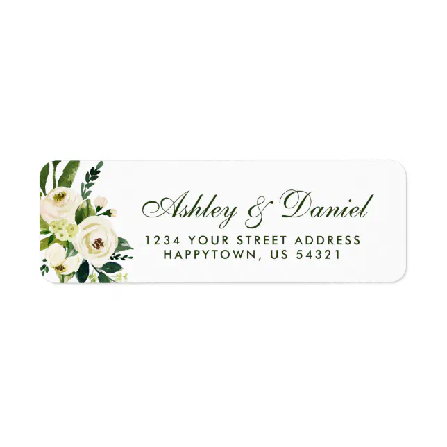 Watercolor Floral Green Wedding Return Address Label | Zazzle