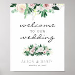 Watercolor Floral Green Welcome Wedding Poster