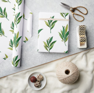 Watercolor floral greenery. Botanical pattern Wrapping Paper