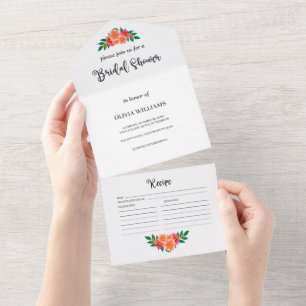 Watercolor Floral Greenery Bridal Shower Recipe All In One Invitation