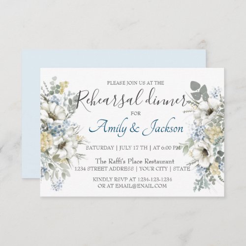 Watercolor Floral Greenery Rehearsal Dinner Invitation