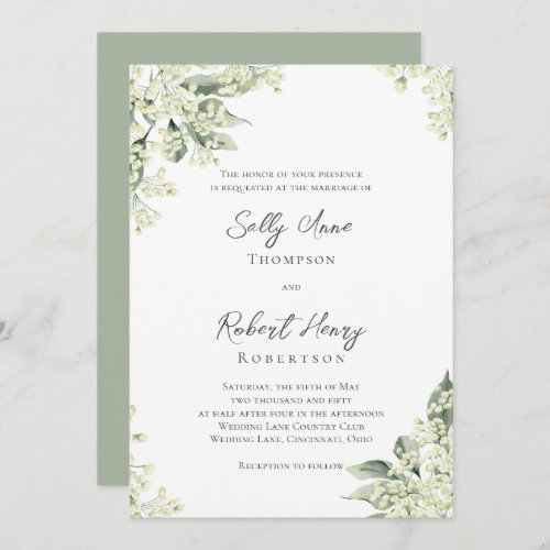 Watercolor Floral Greenery Wedding  Invitation