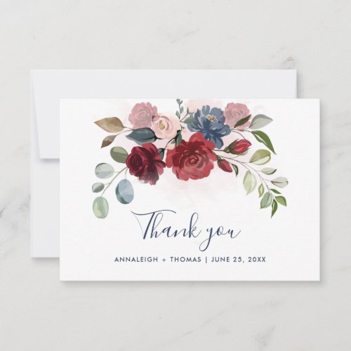 Watercolor Floral Greenery Wedding Thank You Card