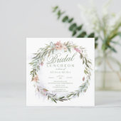 Watercolor Floral Greenery Wreath Bridal Luncheon Invitation (Standing Front)