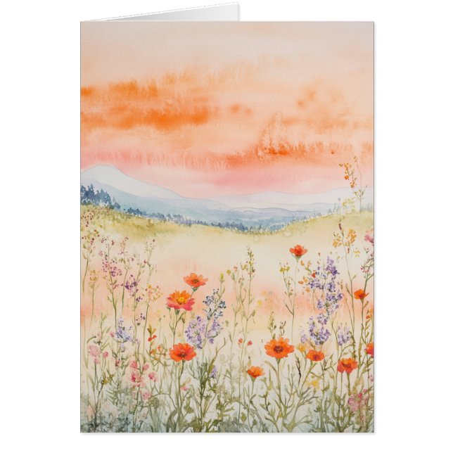 Watercolor Floral Greeting Card All Occasion Note (Front)