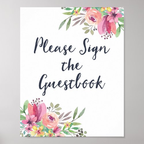 Watercolor Floral Guestbook Sign