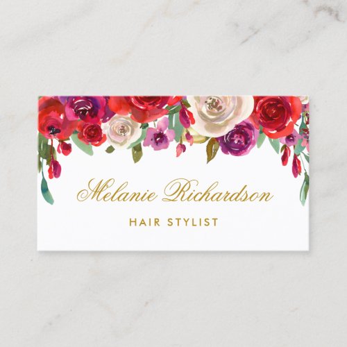 Watercolor Floral Hair Stylist Appointment Card