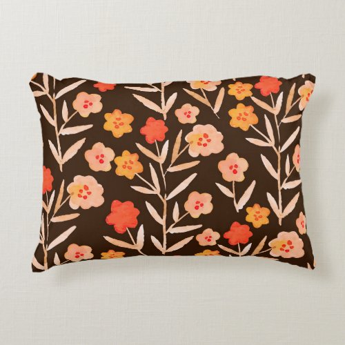 Watercolor Floral Hand Drawn Texture Accent Pillow