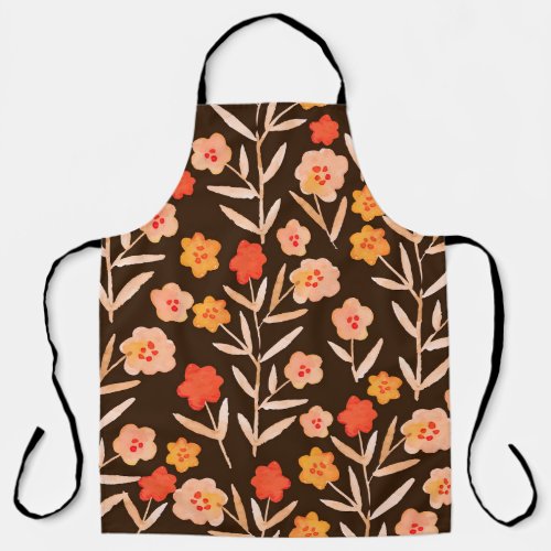 Watercolor Floral Hand Drawn Texture Apron
