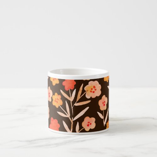 Watercolor Floral Hand Drawn Texture Espresso Cup