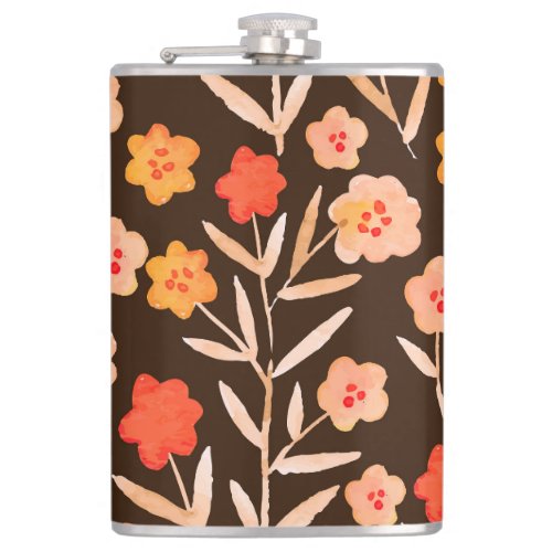 Watercolor Floral Hand Drawn Texture Flask