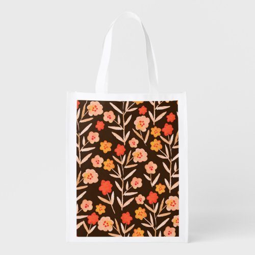 Watercolor Floral Hand Drawn Texture Grocery Bag