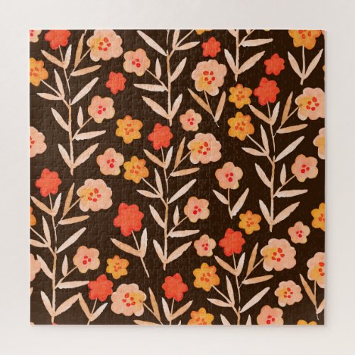 Watercolor Floral Hand Drawn Texture Jigsaw Puzzle