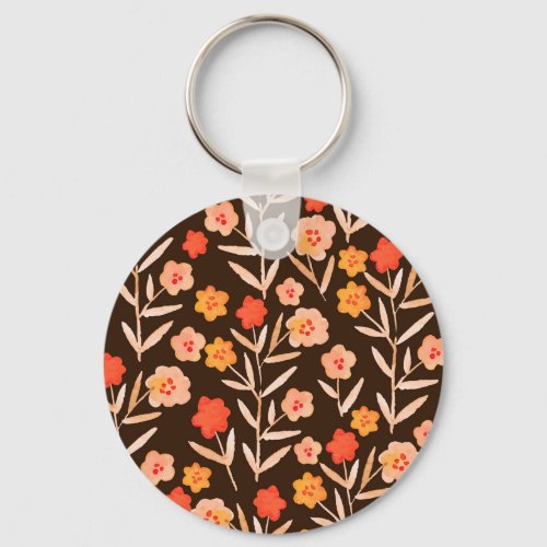 Watercolor Floral Hand Drawn Texture Keychain