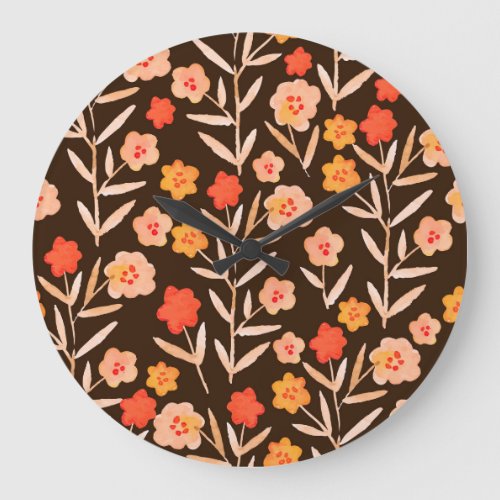 Watercolor Floral Hand Drawn Texture Large Clock