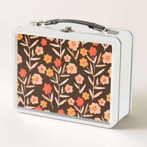Watercolor Floral Hand Drawn Texture Metal Lunch Box