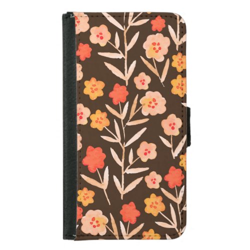 Watercolor Floral Hand Drawn Texture Samsung Galaxy S5 Wallet Case
