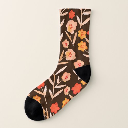 Watercolor Floral Hand Drawn Texture Socks