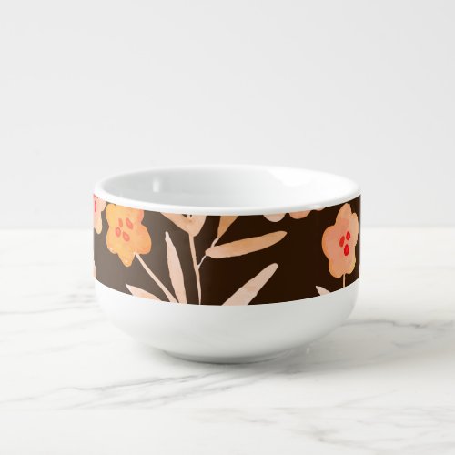 Watercolor Floral Hand Drawn Texture Soup Mug