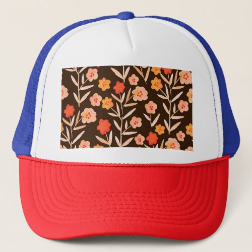 Watercolor Floral Hand Drawn Texture Trucker Hat