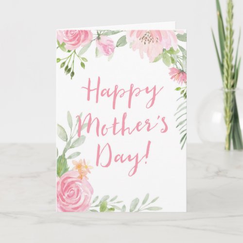 Watercolor floral hand_lettered Mothers Day Card