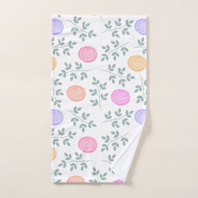 Watercolor floral hand towel  (Hand Towel)