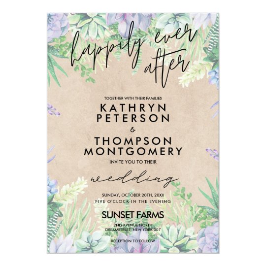 Watercolor Floral Happily Ever After Wedding Invitation