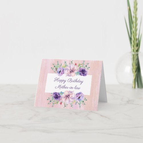 Watercolor Floral Happy Birthday Mother-In-Law Card