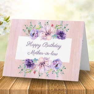 Watercolor Floral Happy Birthday Mother-In-Law Card