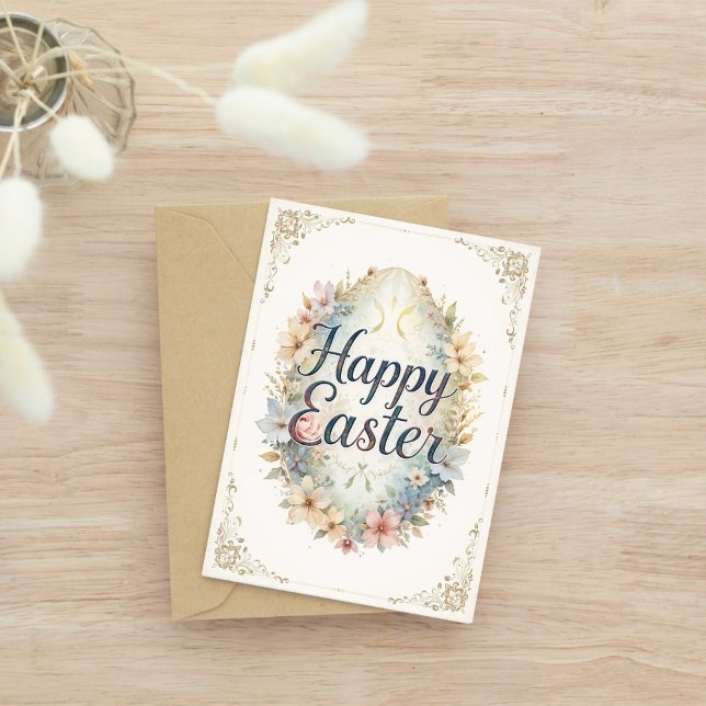 Watercolor Floral Happy Easter  Card (Creator Uploaded)