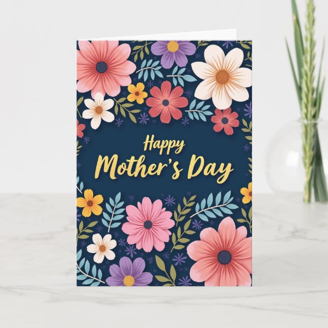 Watercolor Floral Happy Mothers Day Card (Front)