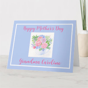 Watercolor Floral Happy Mothers Day NAME Card