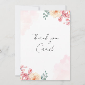 Watercolor Floral Happy Thank You| Blush Pink 5x7 You Card