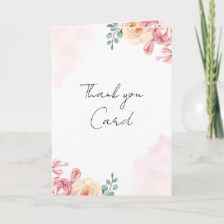 Watercolor Floral Happy Thank You| Blush Pink 5x7 You Card