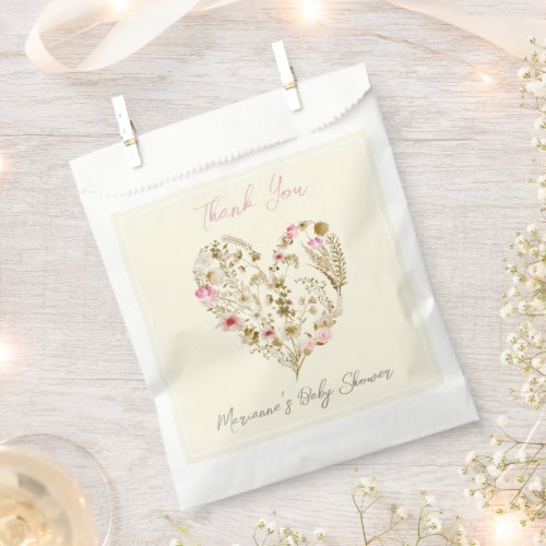 Watercolor Floral Heart Baby In Bloom Baby Shower Favor Bag