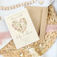 Watercolor Floral Heart Baby In Bloom Baby Shower