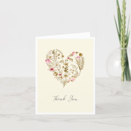 Watercolor Floral Heart Baby In Bloom Baby Shower Thank You Card