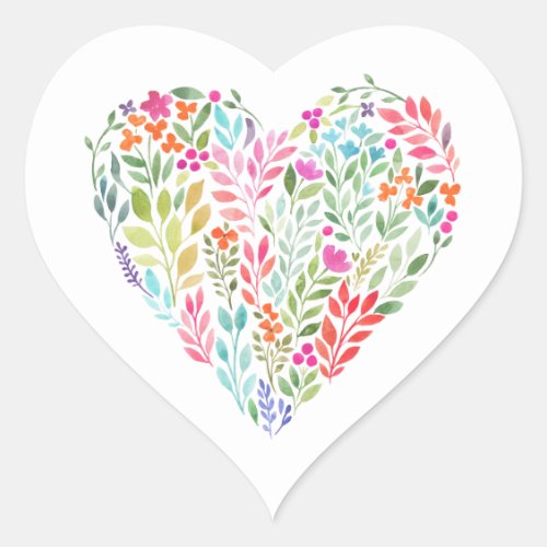 watercolor floral heart heart sticker