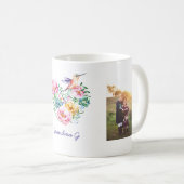 Watercolor Floral Heart Hummingbird Photo Gift Coffee Mug (Front Right)