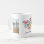 Watercolor Floral Heart Hummingbird Photo Gift Coffee Mug (Front Left)