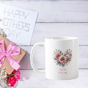 Watercolor Floral Heart Mother`s Day Coffee Mug