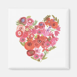 Watercolor Floral Heart Valentine Chic II Magnet