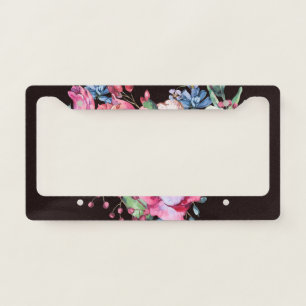 Watercolor floral heart: vintage roses. license plate frame