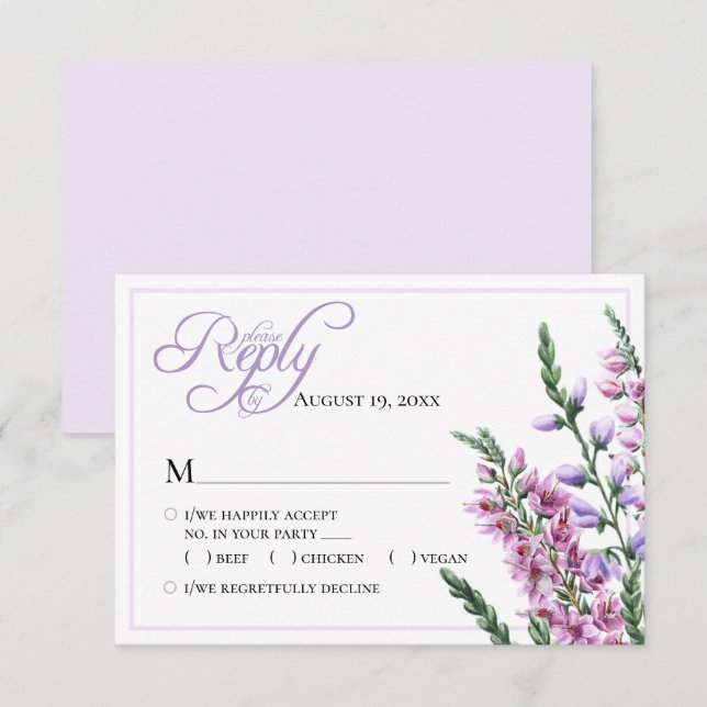 Watercolor Floral Heather Wedding RSVP  (Front/Back)