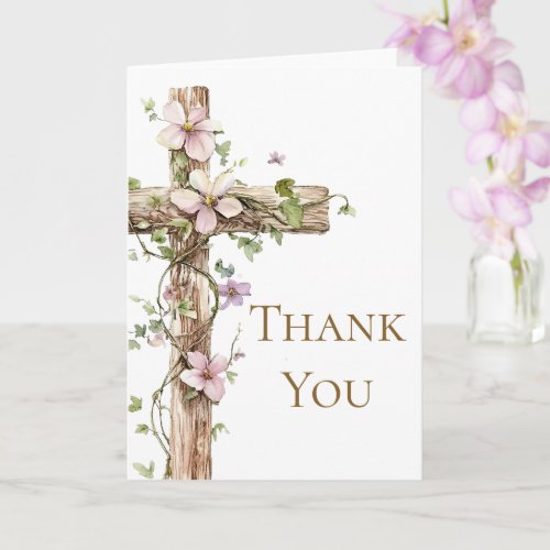 Watercolor Floral Holy Cross Baptism Thank you