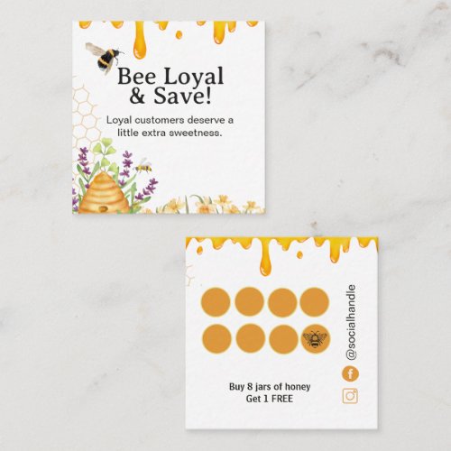 Watercolor floral Honey business Loyalty Card
