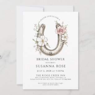 Watercolor Floral Horseshoe Bridal Shower Invitation