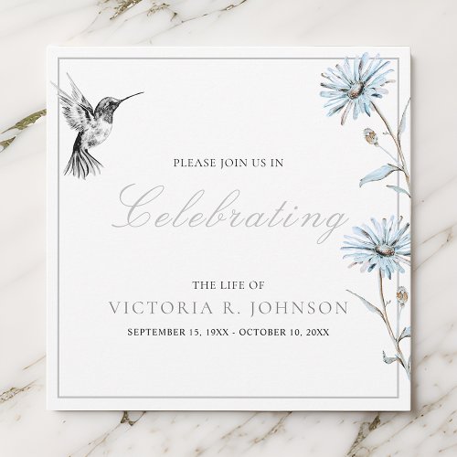 Watercolor Floral Hummingbird Celebration of Life Invitation