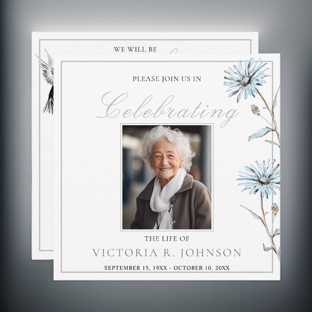 Watercolor Floral Hummingbird Celebration of Life Invitation (Creator Uploaded)